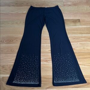 TAG 1080 Black Flared Pants with Rhinestone Detailing, XLA